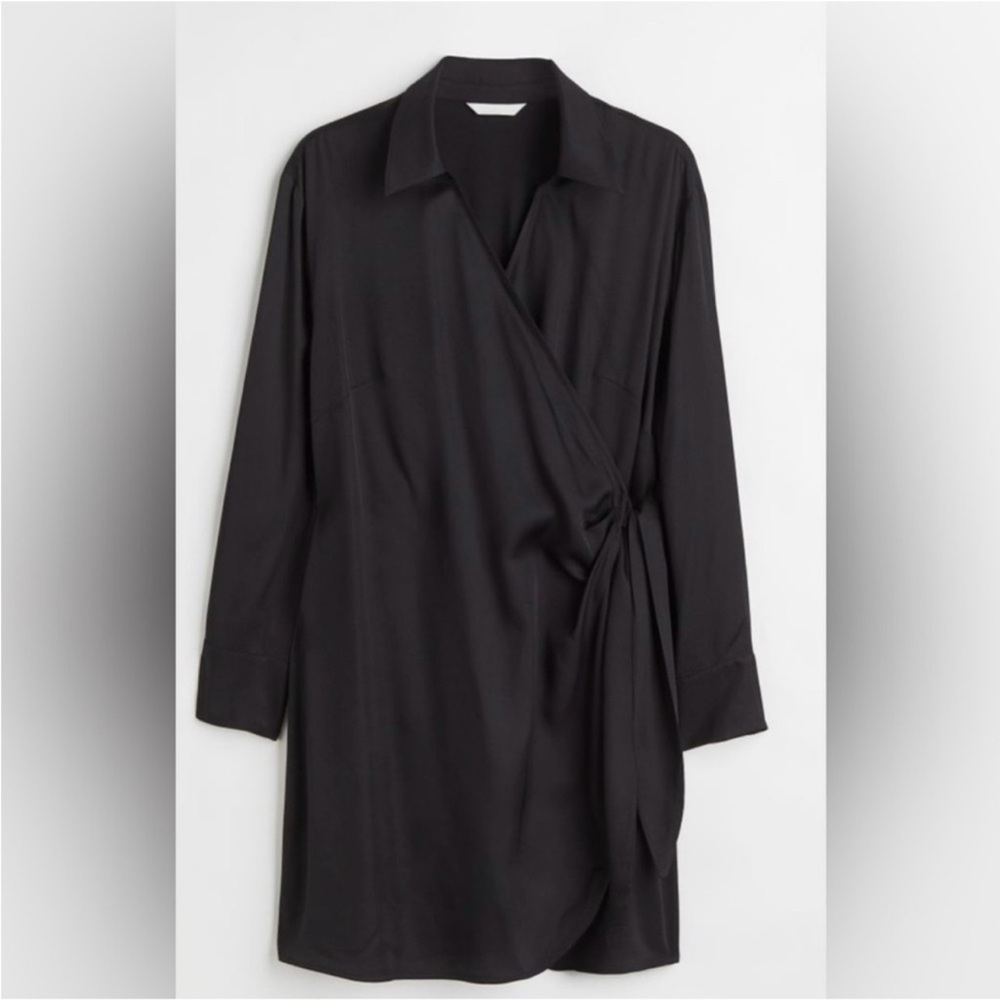 H&M Black Satin Wrap Dress